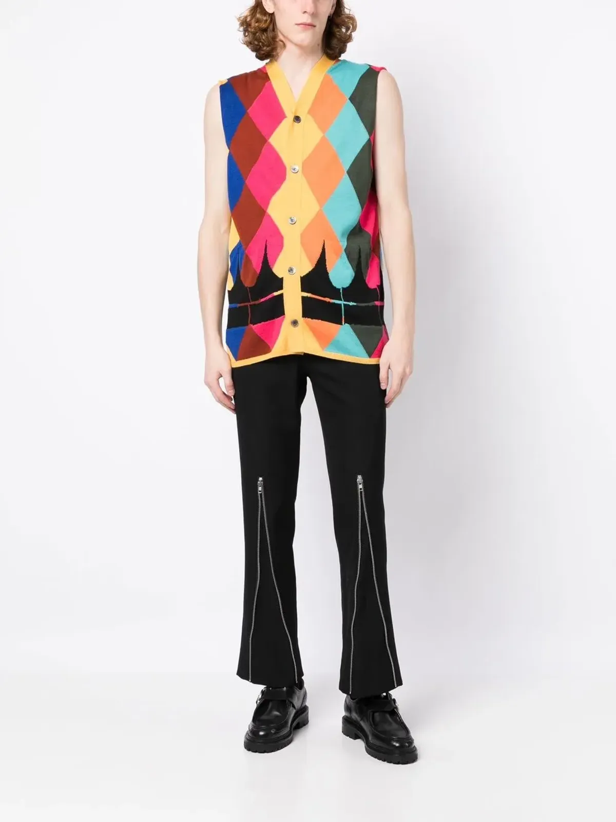 Comme des Garçons Homme Plus アーガイル インターシャ編み カーディガン - 画像2