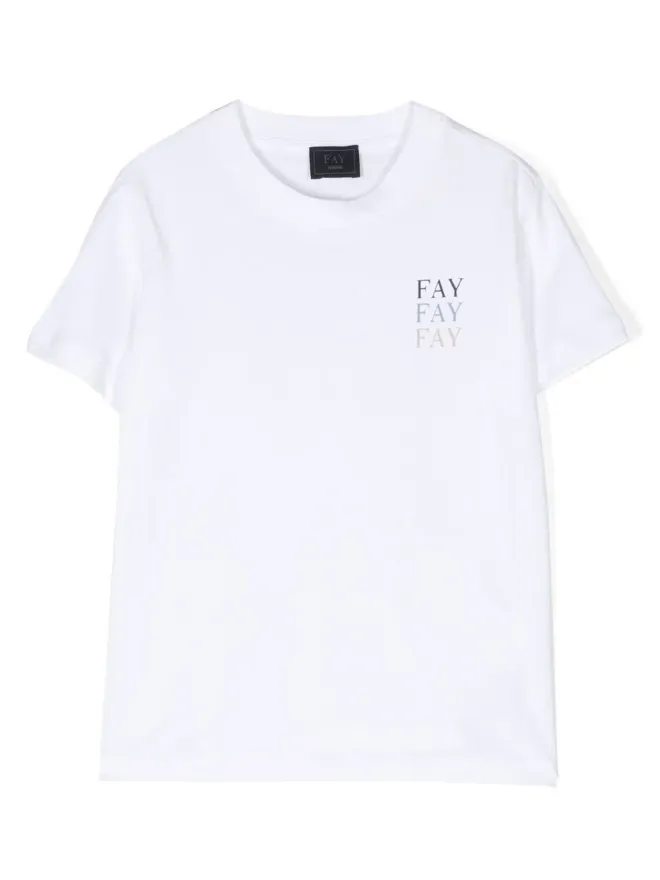 Fay Kids Fay Kids logo-print cotton T-shirt - Whiteの商品画像