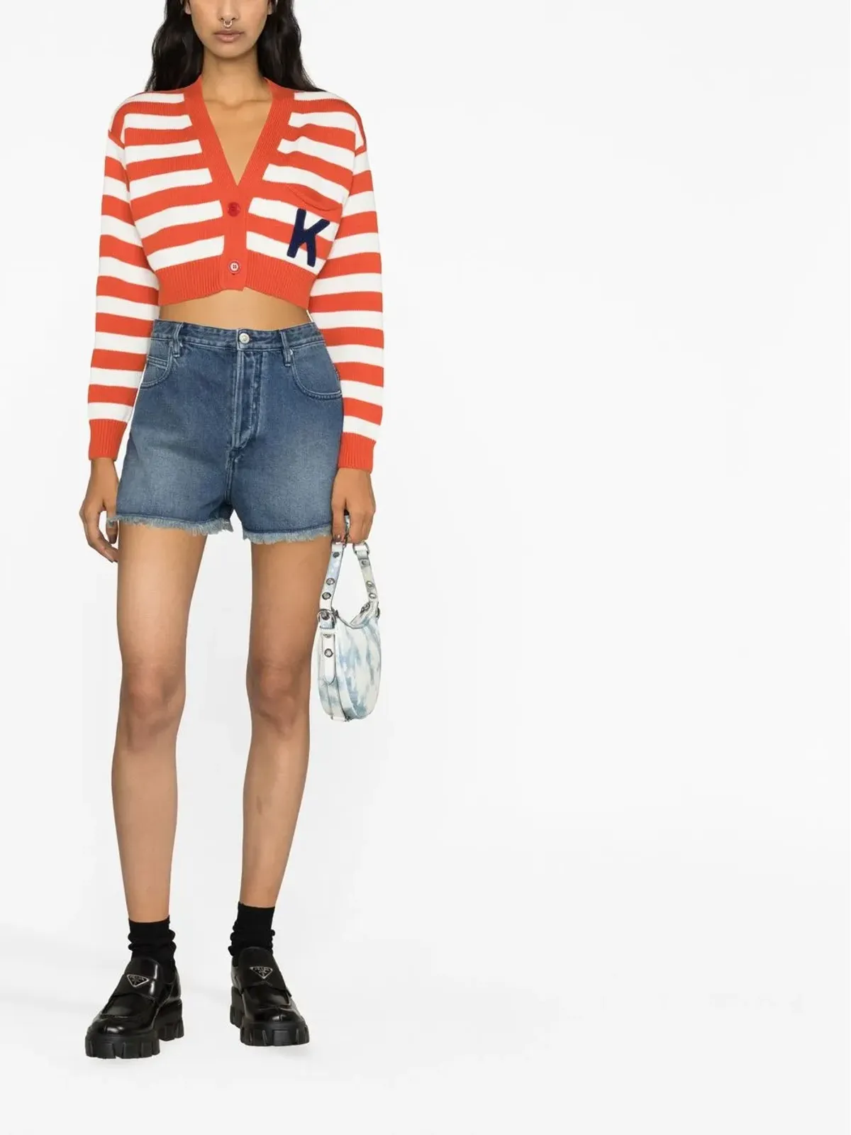 Kenzo ストライプ柄クロップドカーディガン - 画像2