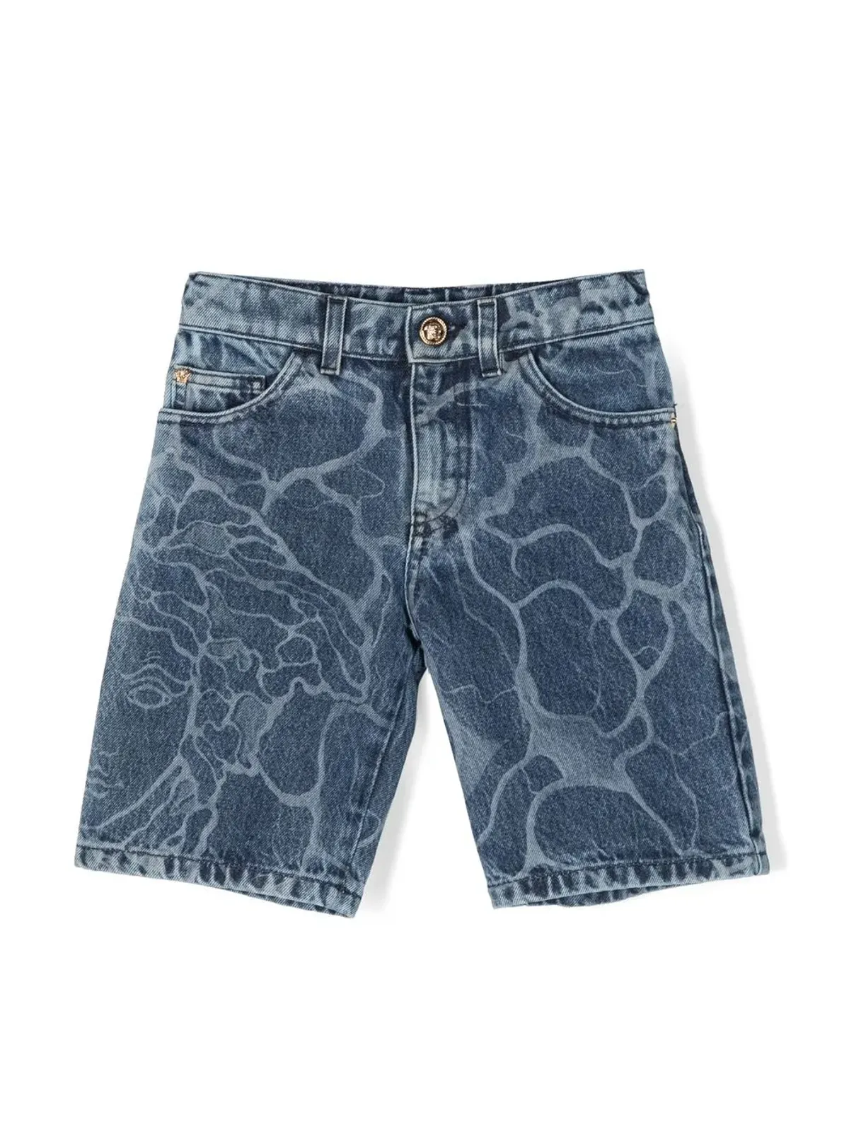 Versace Kids アブストラクトプリント デニムショーツ - 画像1