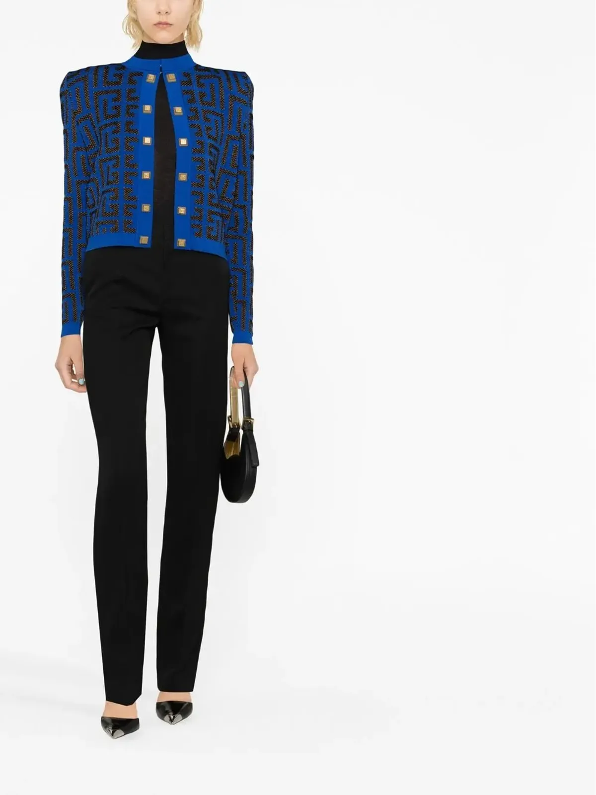 Balmain モノグラムジャカード クロップドジャケット - 画像2