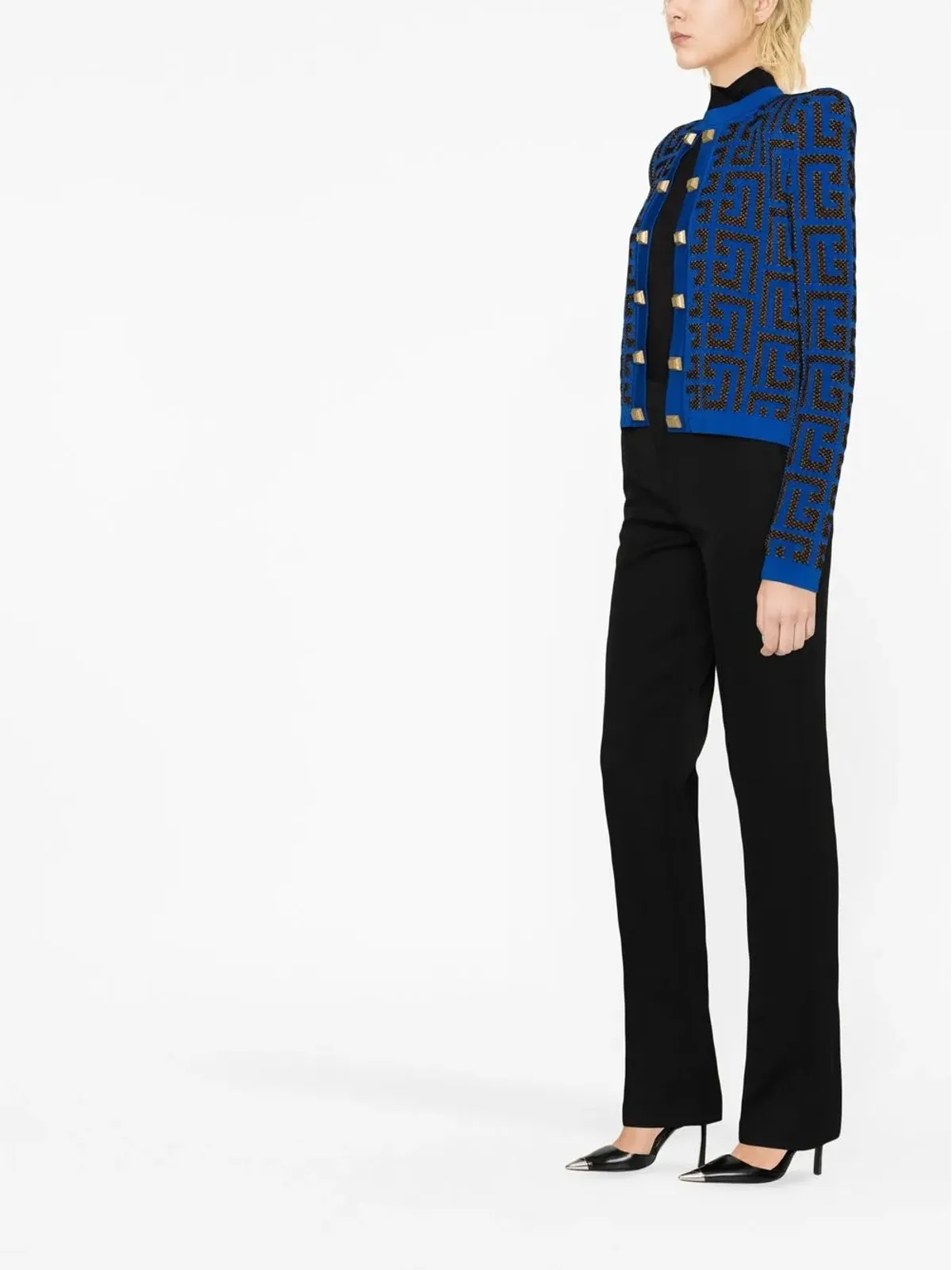 Balmain モノグラムジャカード クロップドジャケット - 画像3