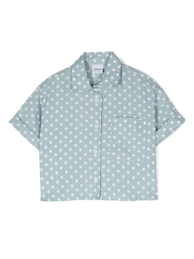 Aspesi Kids Aspesi Kids ドット柄クロップドシャツ - グリーンの商品画像