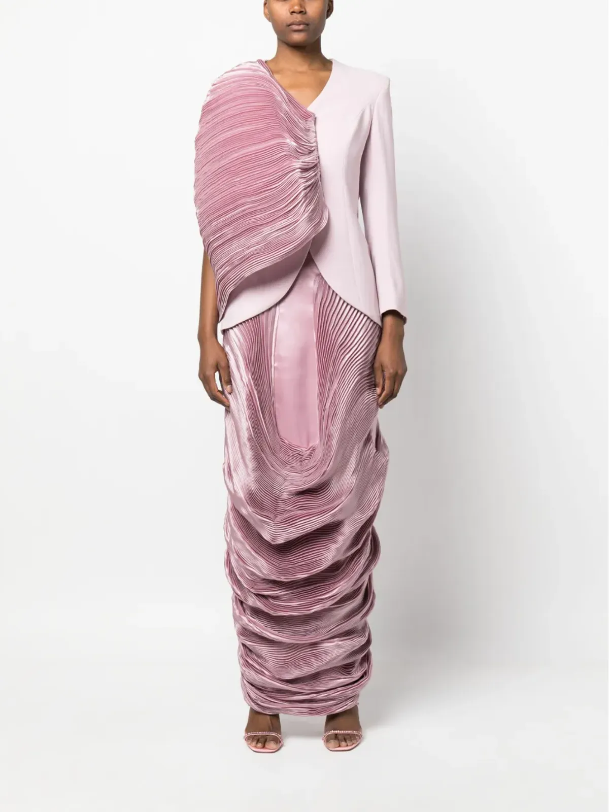 Gaby Charbachy アシンメトリック ブレザートップ ロングドレス - 画像2