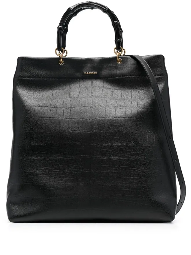 Jil Sander Jil Sander バンブーハンドル エンボス加工 トートバッグ ブラックの商品画像