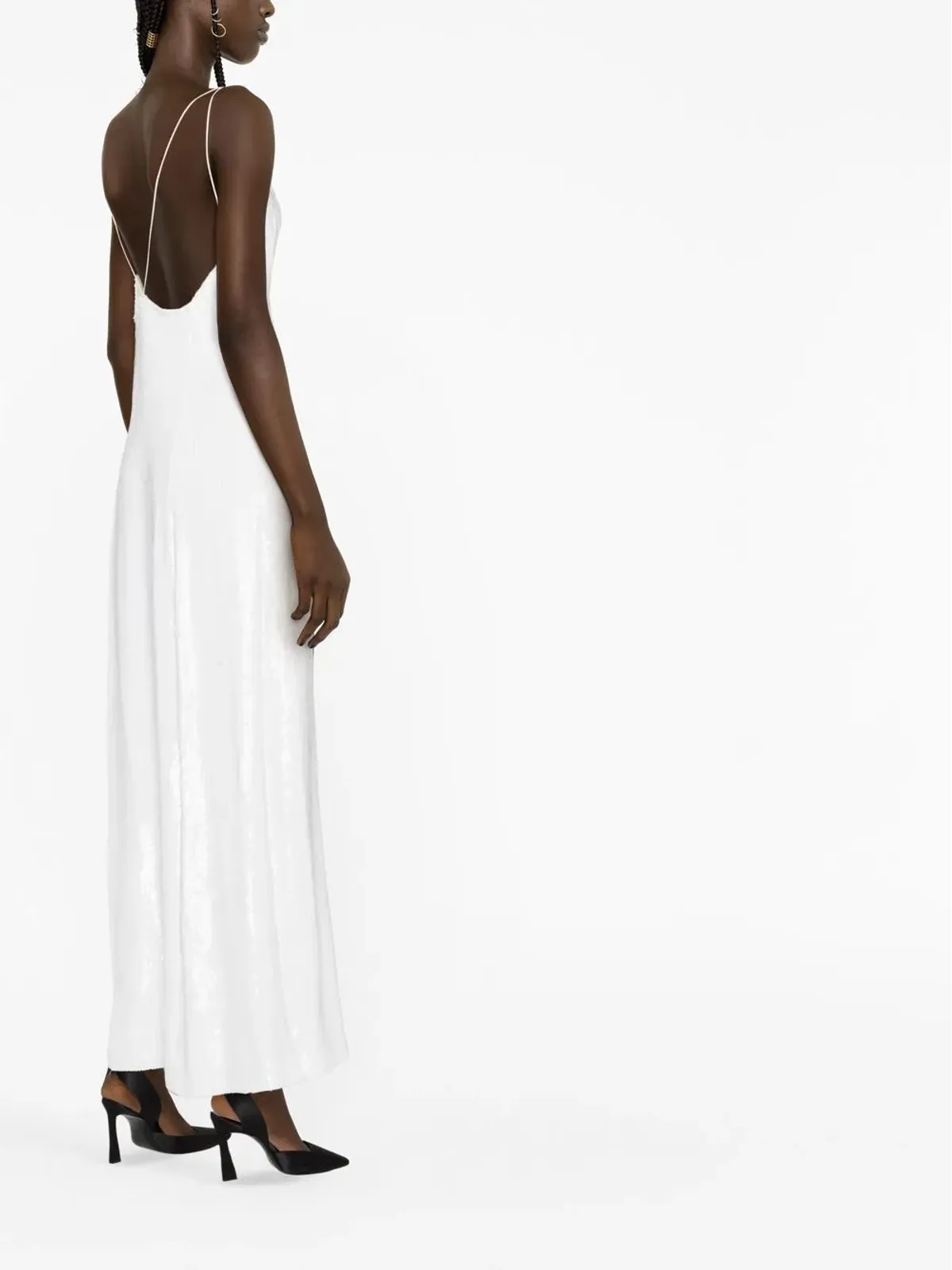 KHAITE Carina スパンコール付きシルクドレス - ホワイト - 画像3