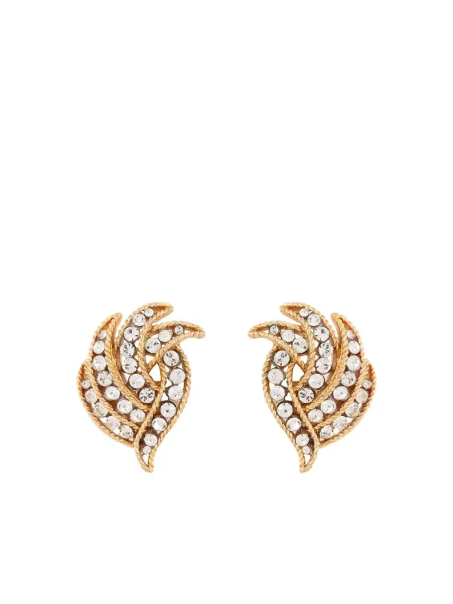 Susan Caplan Vintage Susan Caplan Vintage x Trifari 1960s クリスタル装飾 イヤリング - ゴールドの商品画像