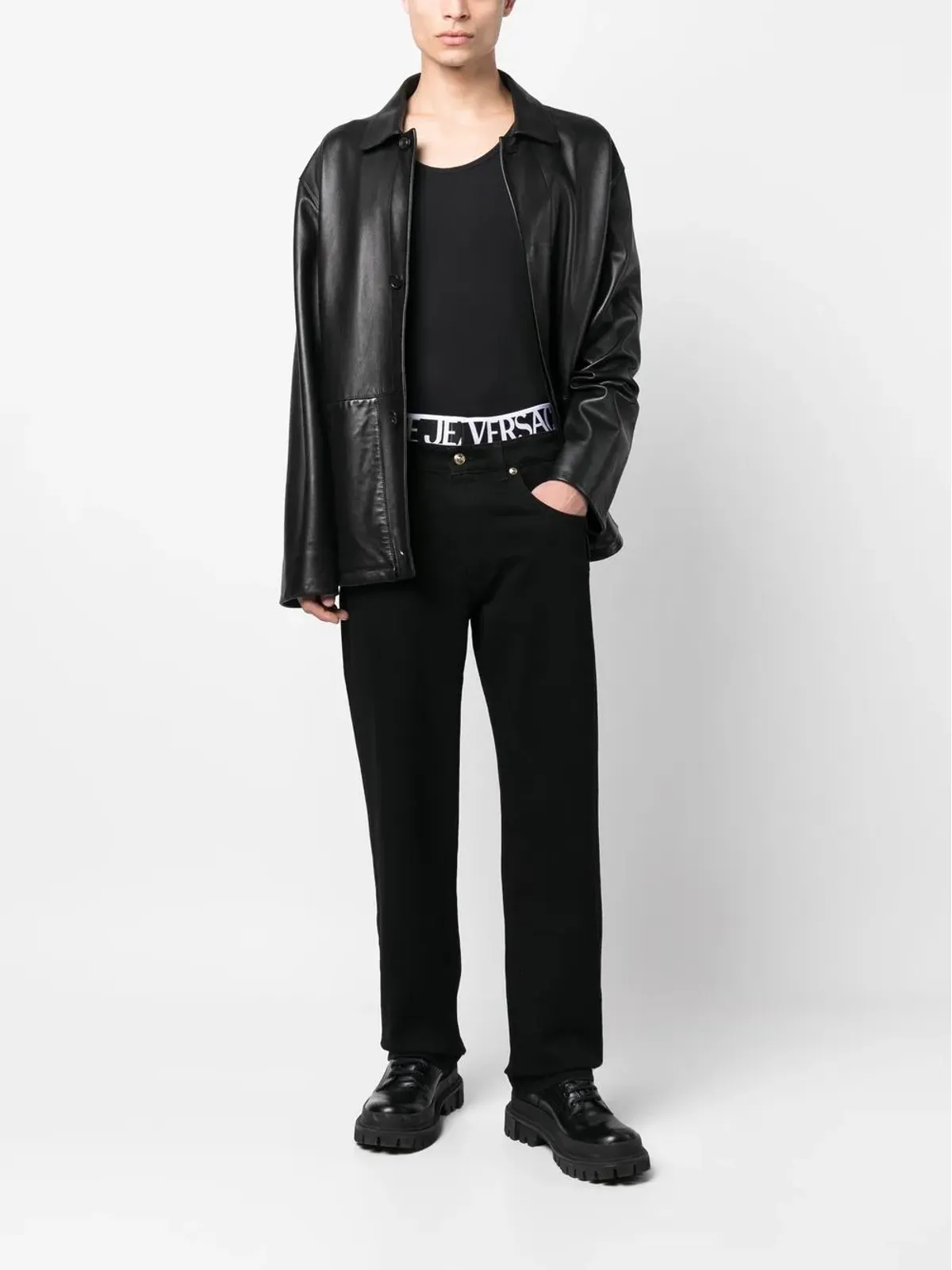 Versace Jeans Couture ロゴバンド・ストレートジーンズ - 画像2