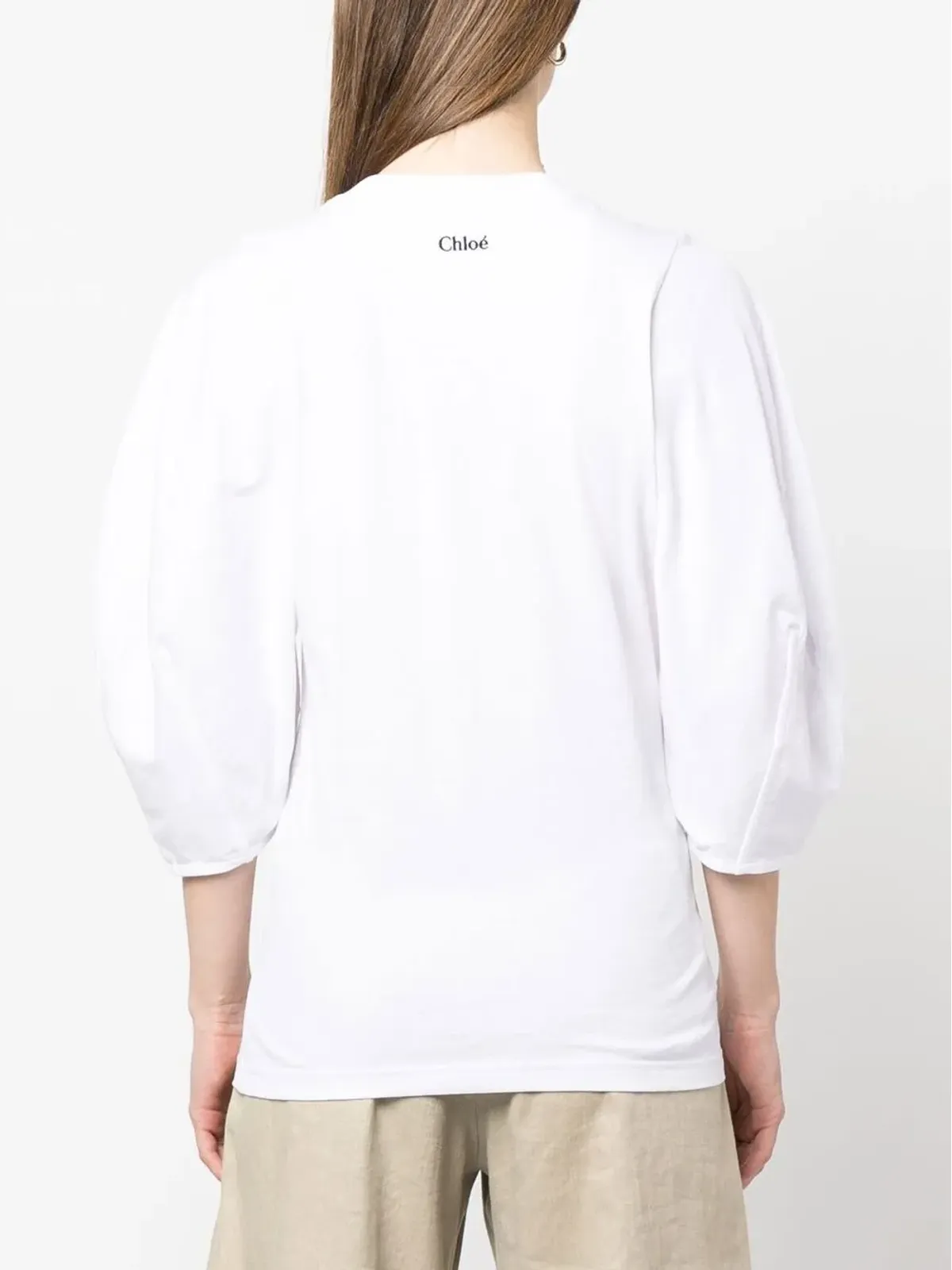 Chloé エンブロイダーロゴ Round-Neck Tシャツ - 画像4