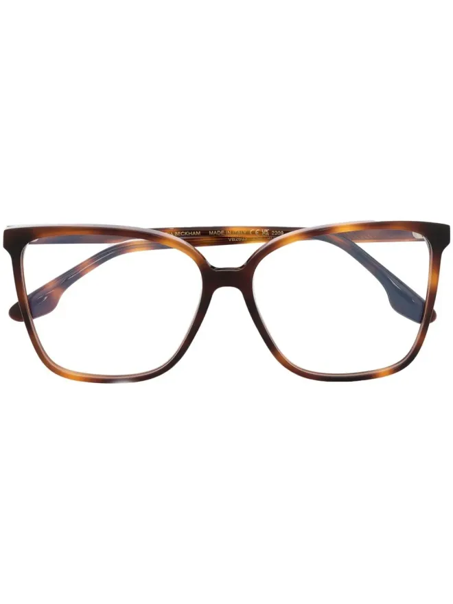 Victoria Beckham Eyewear Victoria Beckham Eyewear スクエアべっ甲フレーム眼鏡 - ブラウンの商品画像