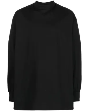 Y-3 モックネック長袖コットンTシャツ ブラック - サムネイル1