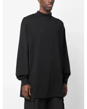 Y-3 モックネック長袖コットンTシャツ ブラック - サムネイル3