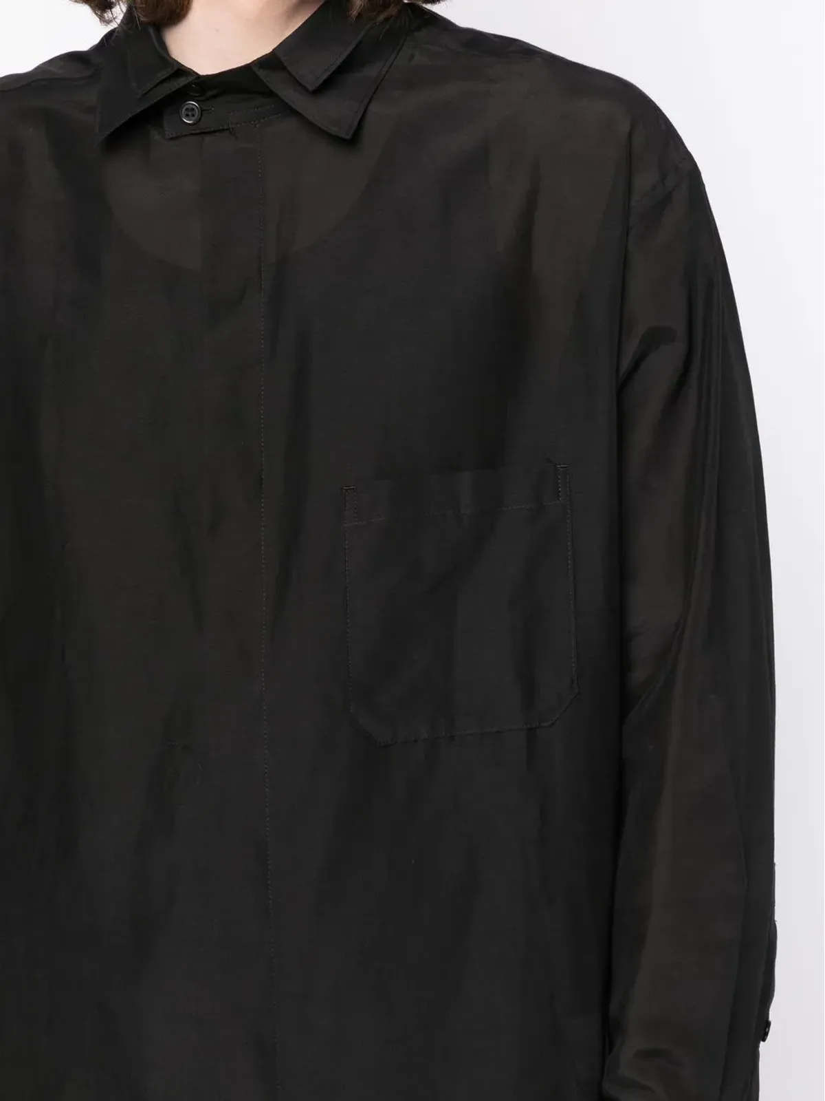Yohji Yamamoto ダブルカラー ロングシャツ - 画像5