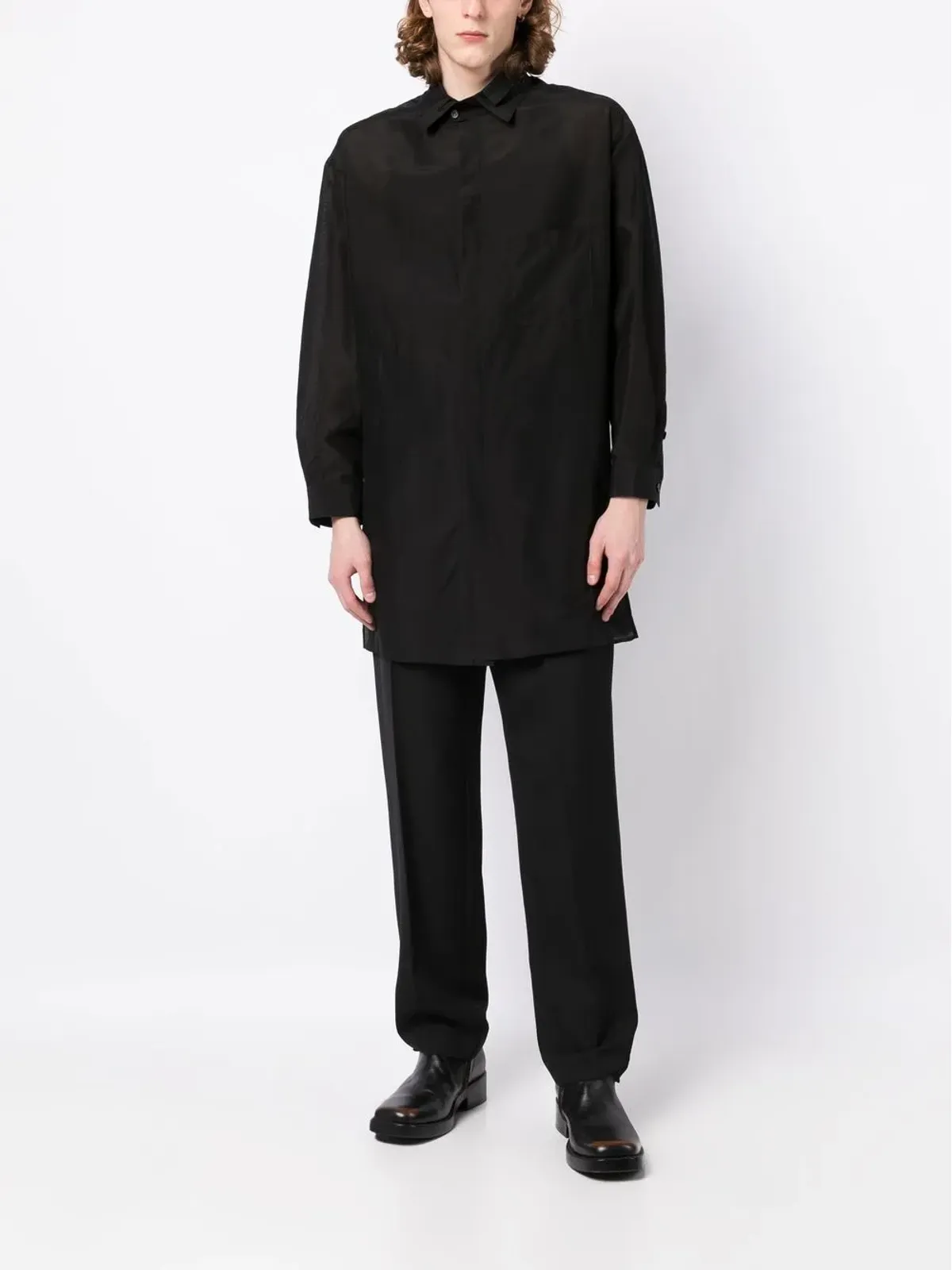 Yohji Yamamoto ダブルカラー ロングシャツ - 画像2