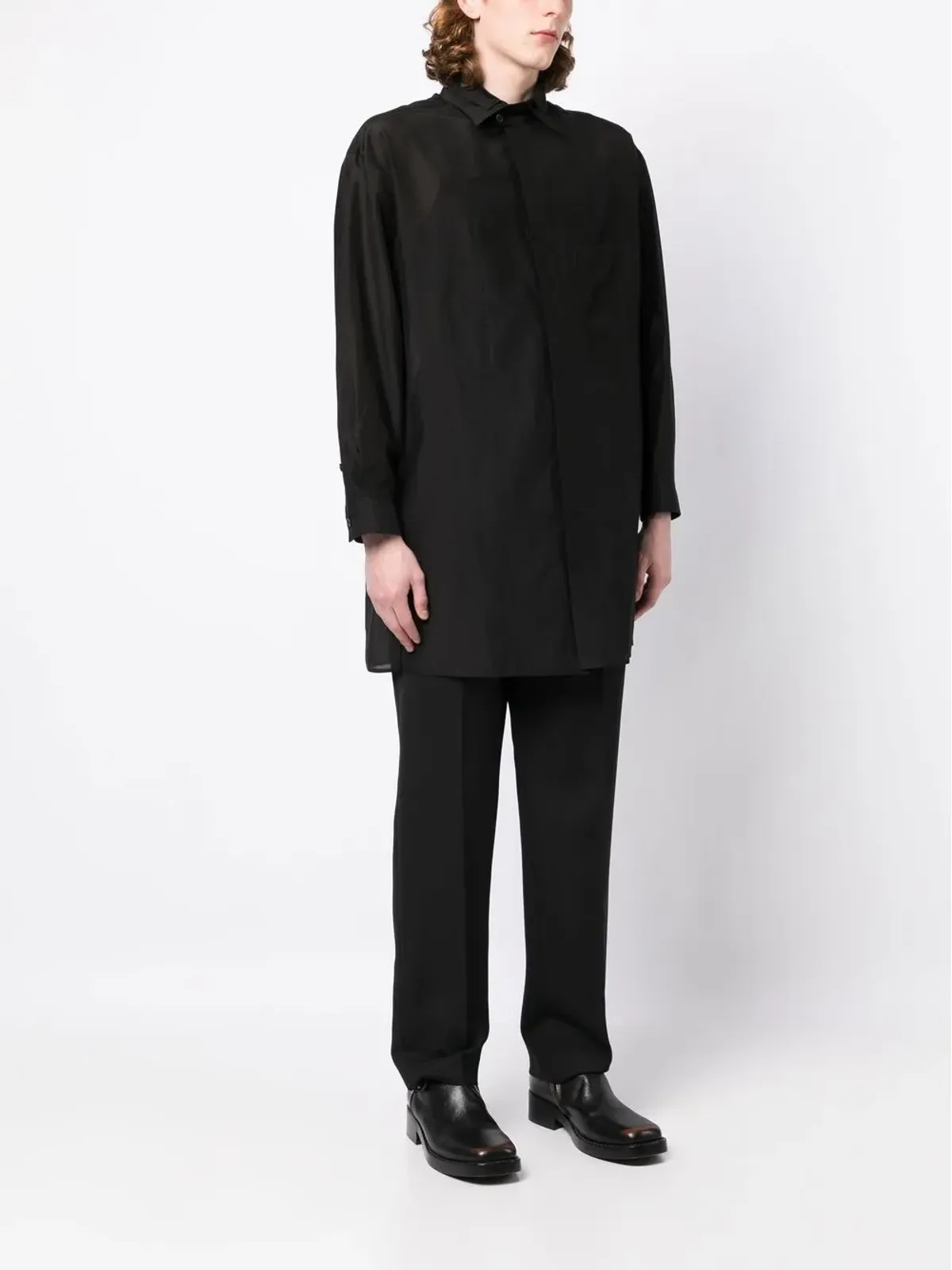Yohji Yamamoto ダブルカラー ロングシャツ - 画像3