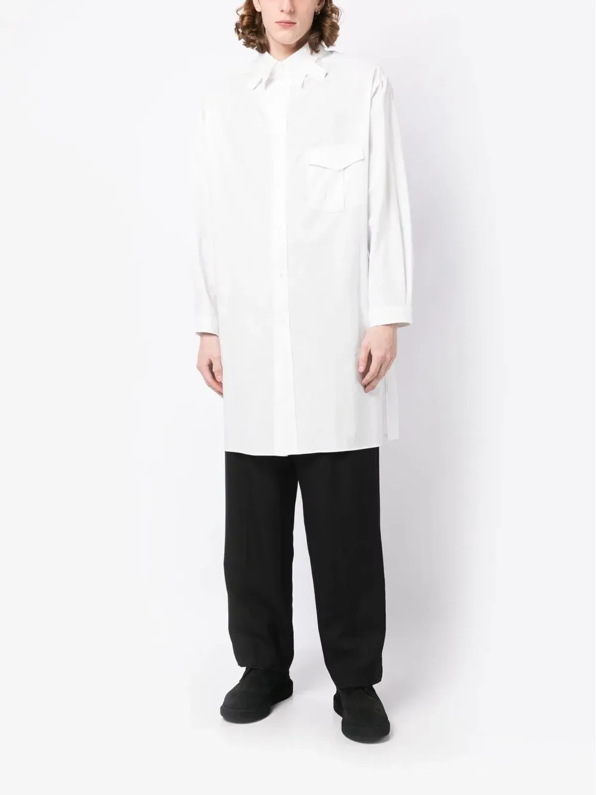 Yohji Yamamoto タブカラー ロングシャツ - 画像2
