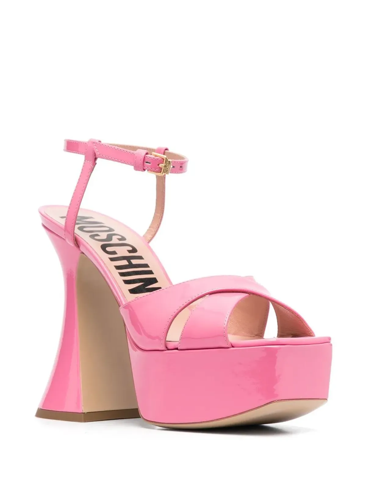 Moschino パテントレザー プラットフォームサンダル ピンク - 画像2