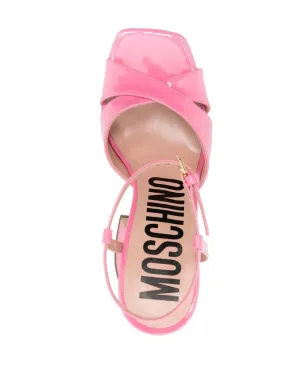 Moschino パテントレザー プラットフォームサンダル ピンク - サムネイル4