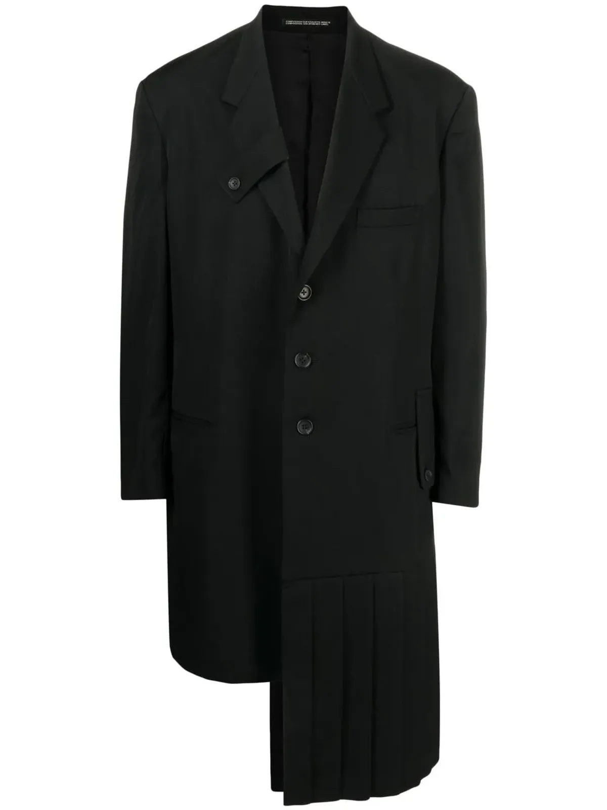 Yohji Yamamoto スローガンプリント・シングルブレストコート - 画像1