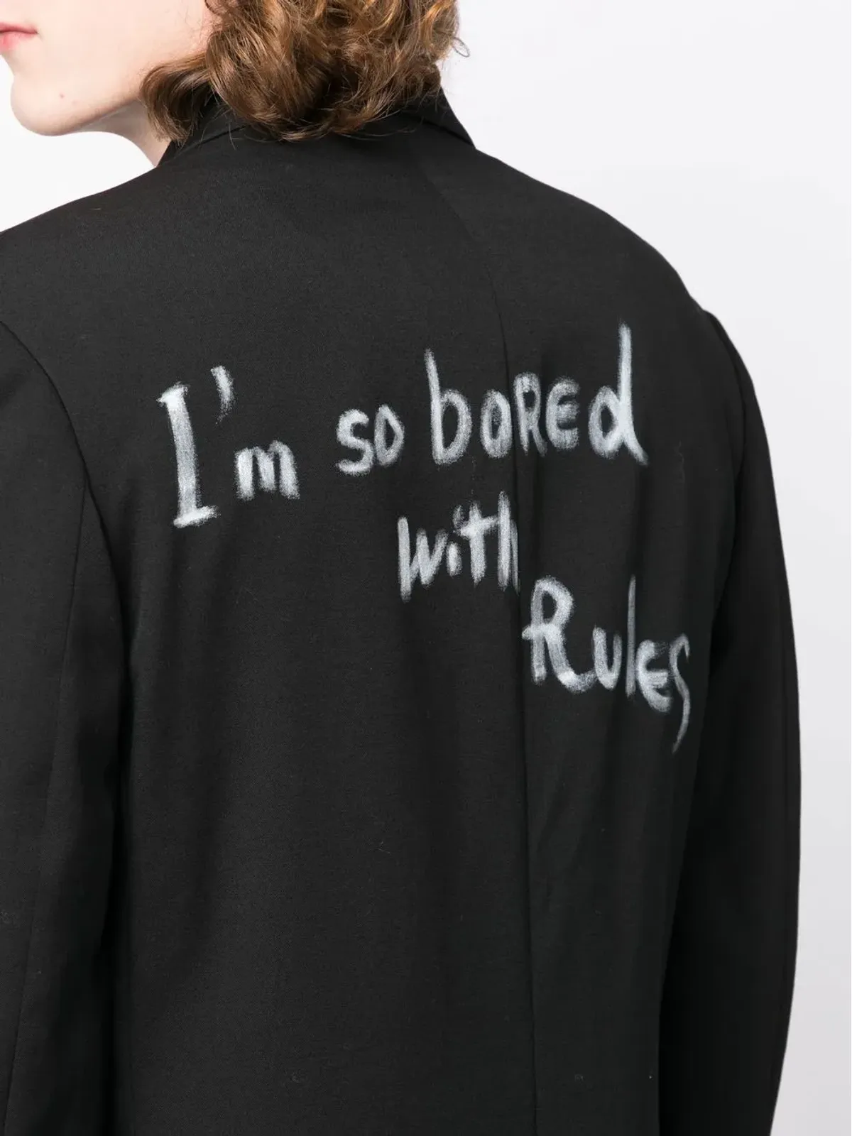 Yohji Yamamoto スローガンプリント・シングルブレストコート - 画像5
