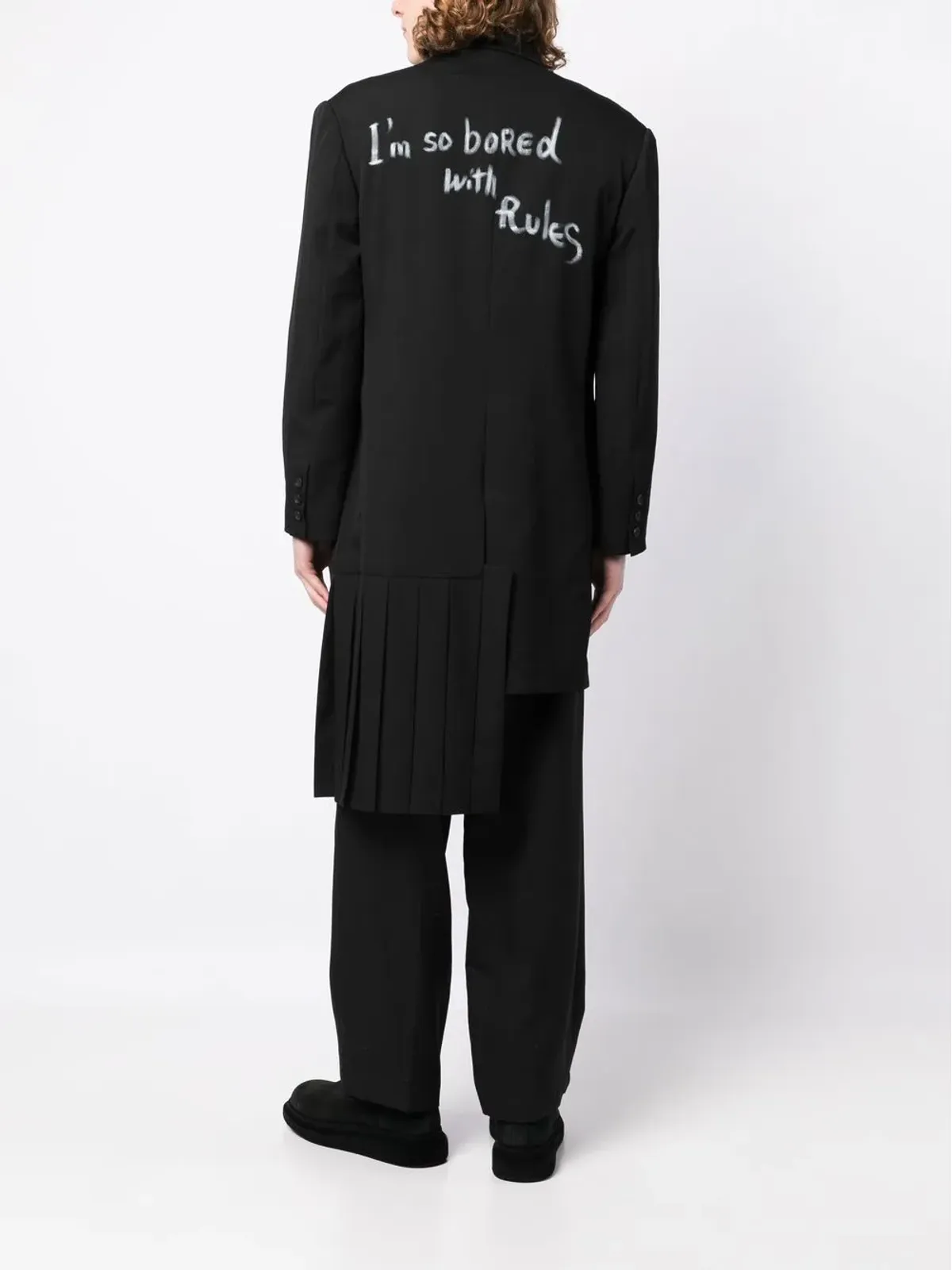 Yohji Yamamoto スローガンプリント・シングルブレストコート - 画像2