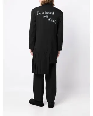 Yohji Yamamoto スローガンプリント・シングルブレストコート - サムネイル2