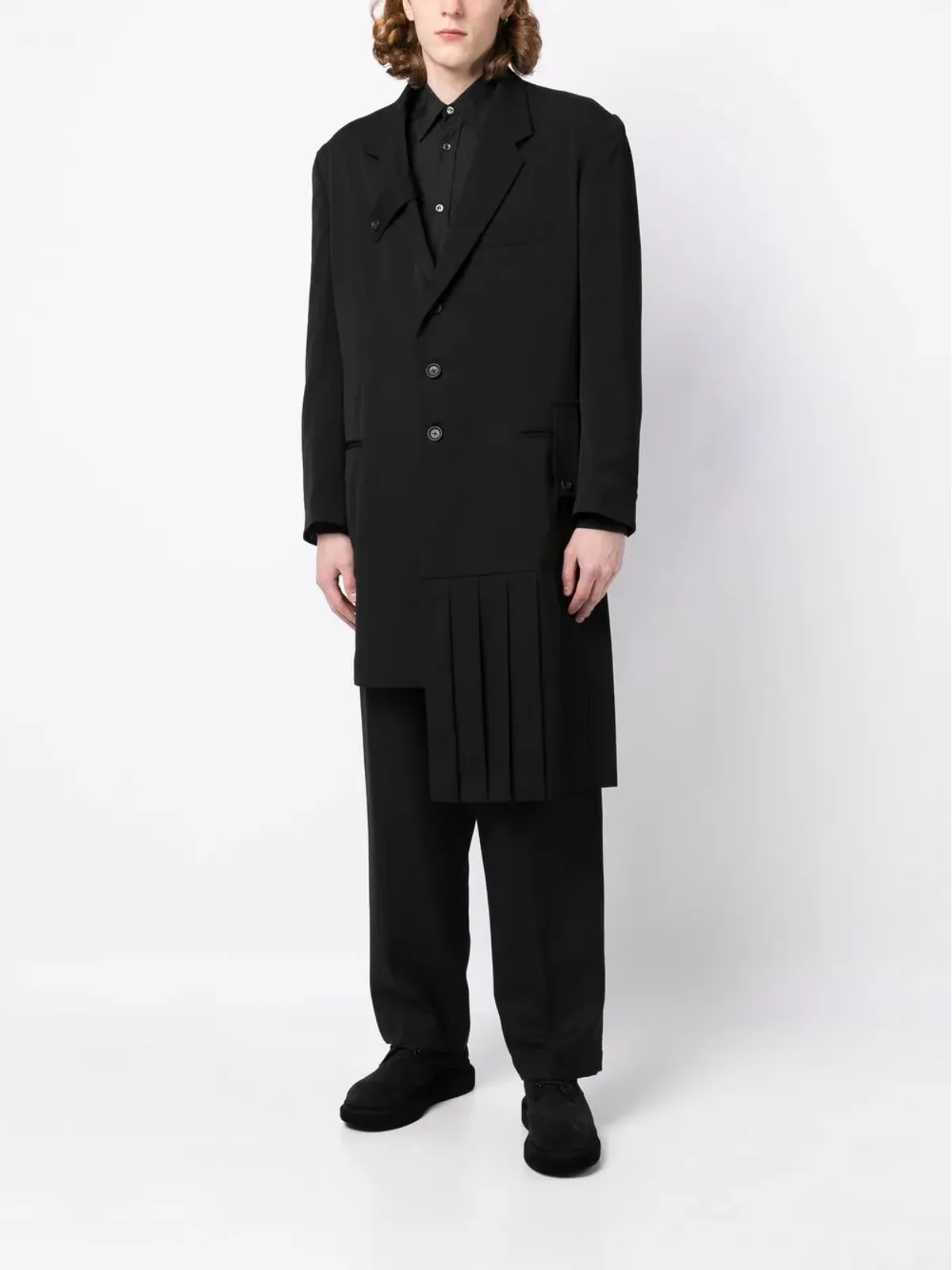 Yohji Yamamoto スローガンプリント・シングルブレストコート - 画像3