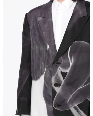 Yohji Yamamoto グラフィックプリント シングルブレスト ブレザー（グレー） - サムネイル5