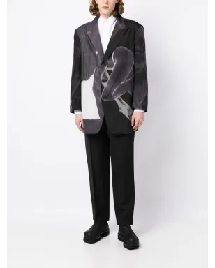 Yohji Yamamoto グラフィックプリント シングルブレスト ブレザー（グレー） - サムネイル2