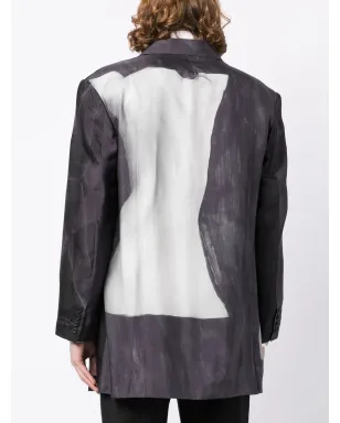 Yohji Yamamoto グラフィックプリント シングルブレスト ブレザー（グレー） - サムネイル4