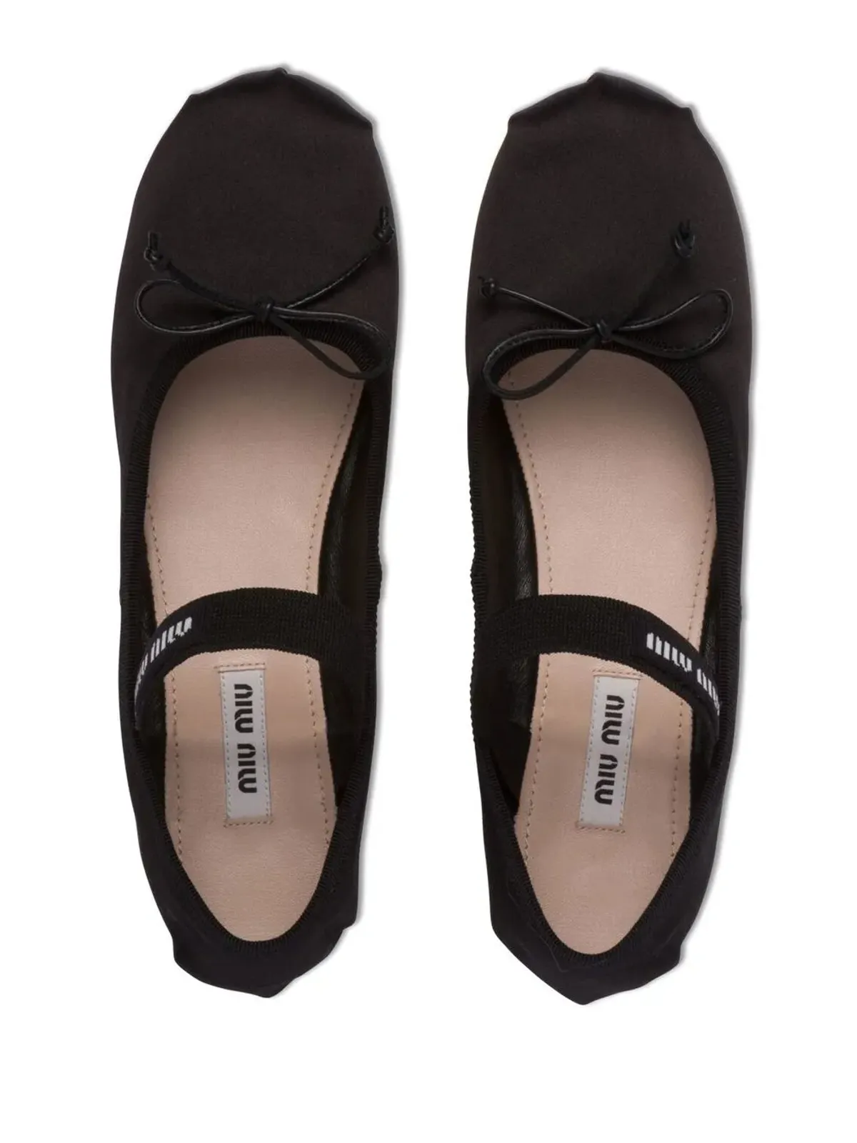 Miu Miu ロゴストラップ サテン バレリーナパンプス - 画像4