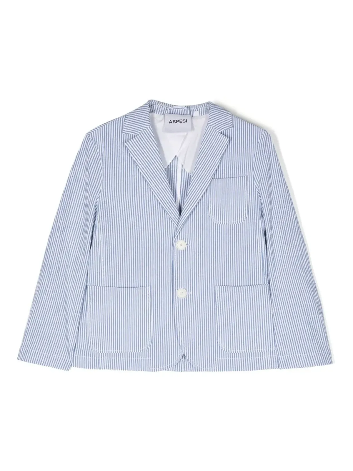 Aspesi Kids ストライプ柄シングルブレストブレザー - ブルー - 画像1