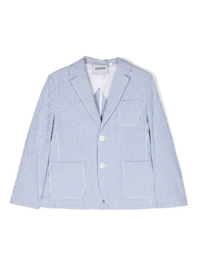 Aspesi Kids Aspesi Kids ストライプ柄シングルブレストブレザー - ブルーの商品画像