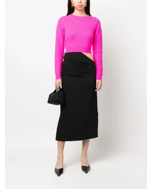 Patou cable-knit rear-tie cropped jumper - Pink - サムネイル2