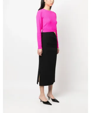 Patou cable-knit rear-tie cropped jumper - Pink - サムネイル3