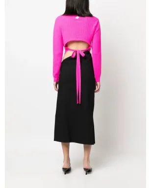 Patou cable-knit rear-tie cropped jumper - Pink - サムネイル4