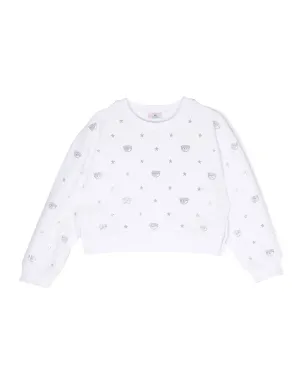 Chiara Ferragni Kids ラインストーン コットン スウェットシャツ - White - サムネイル1