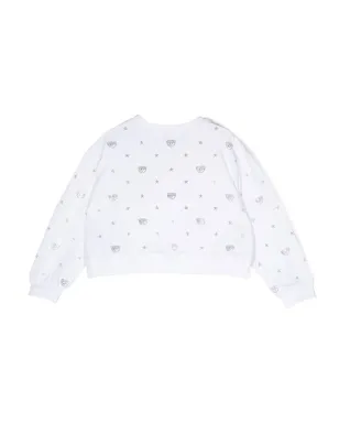 Chiara Ferragni Kids ラインストーン コットン スウェットシャツ - White - サムネイル2