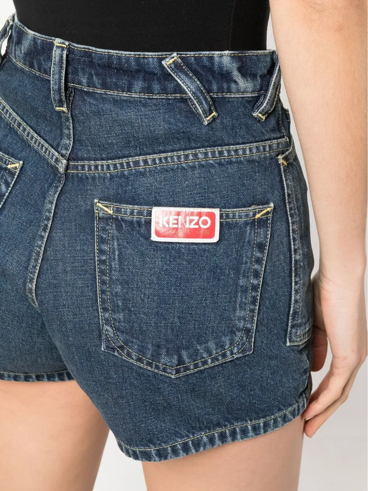 Kenzo ロゴパッチ デニムショートショーツ ブルー - 画像5