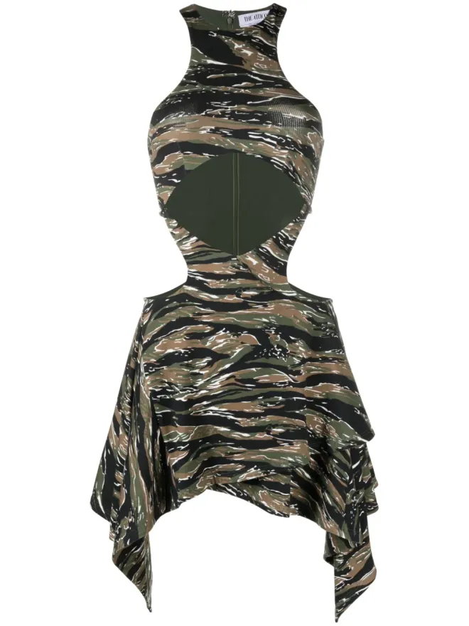 THE ATTICO The Attico Magnolia camouflage-print ミニドレス - グリーンの商品画像