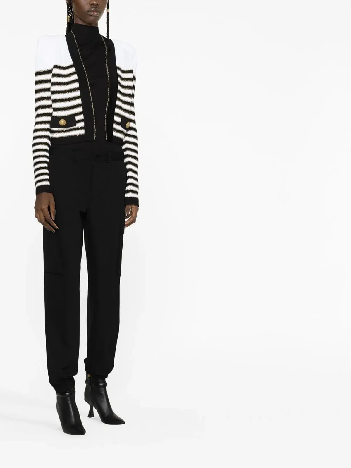 Balmain ストライプ柄クロップドジャケット - 画像4