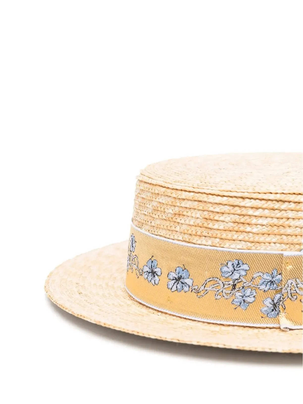 Borsalino 花柄刺繍麦わら帽子 - 画像2