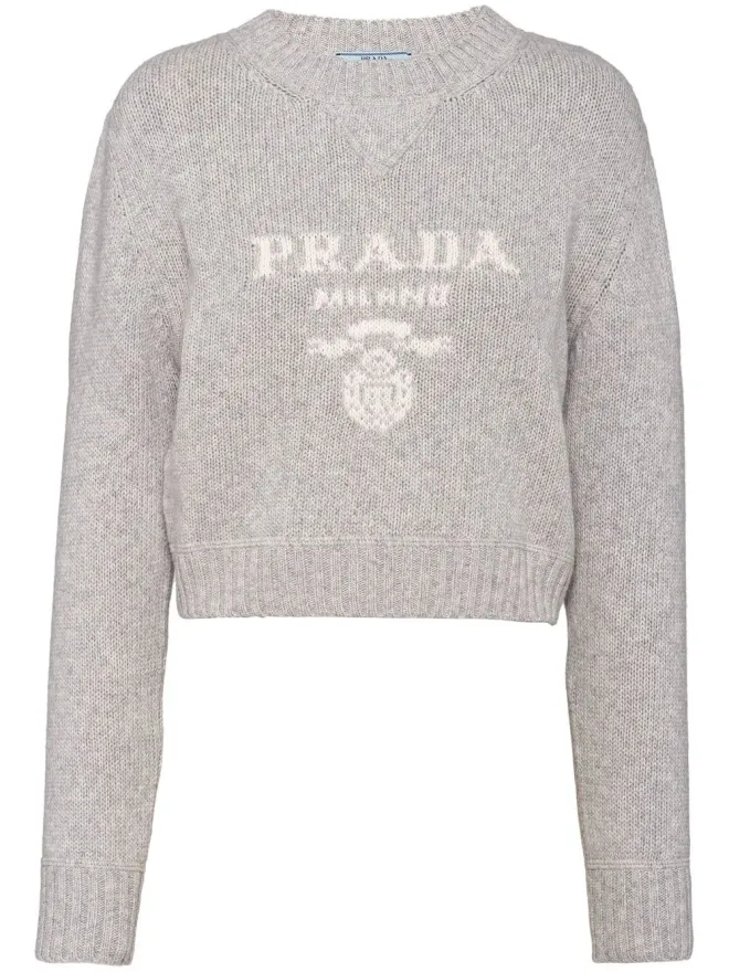 Prada Prada ロゴ入りインターシア カシミヤ ジャンパーの商品画像