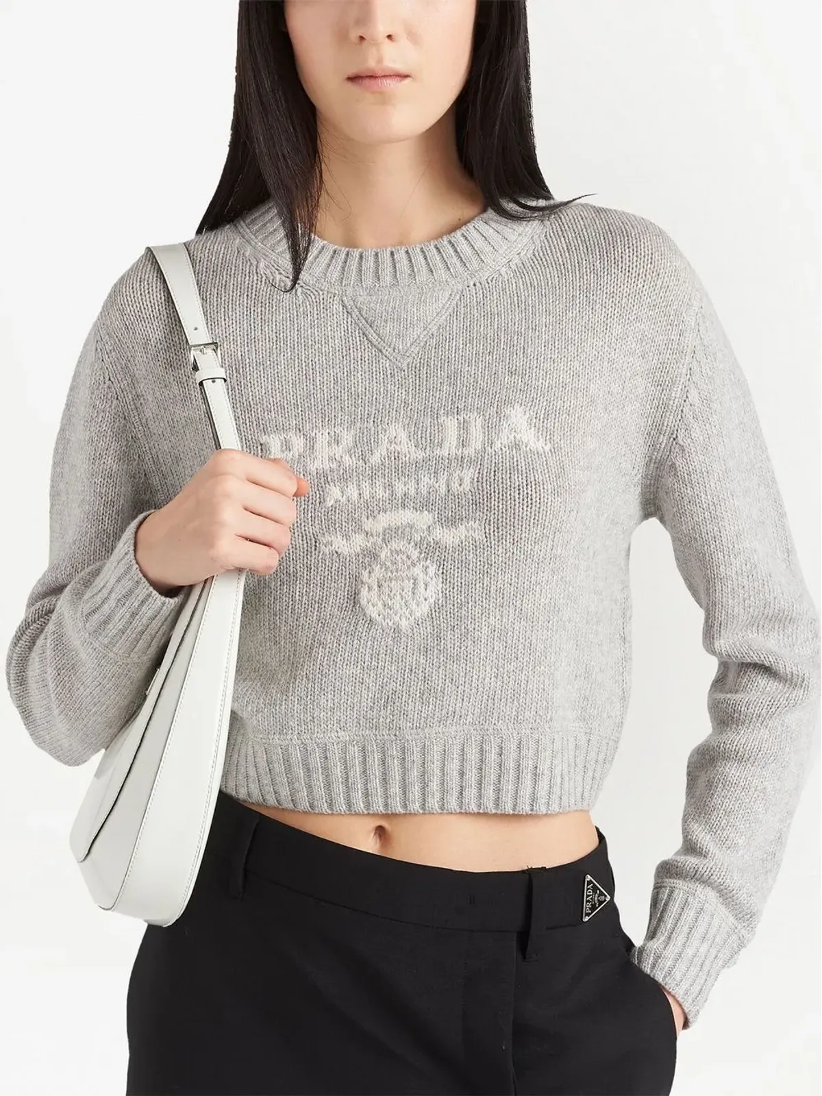 Prada ロゴ入りインターシア カシミヤ ジャンパー - 画像5