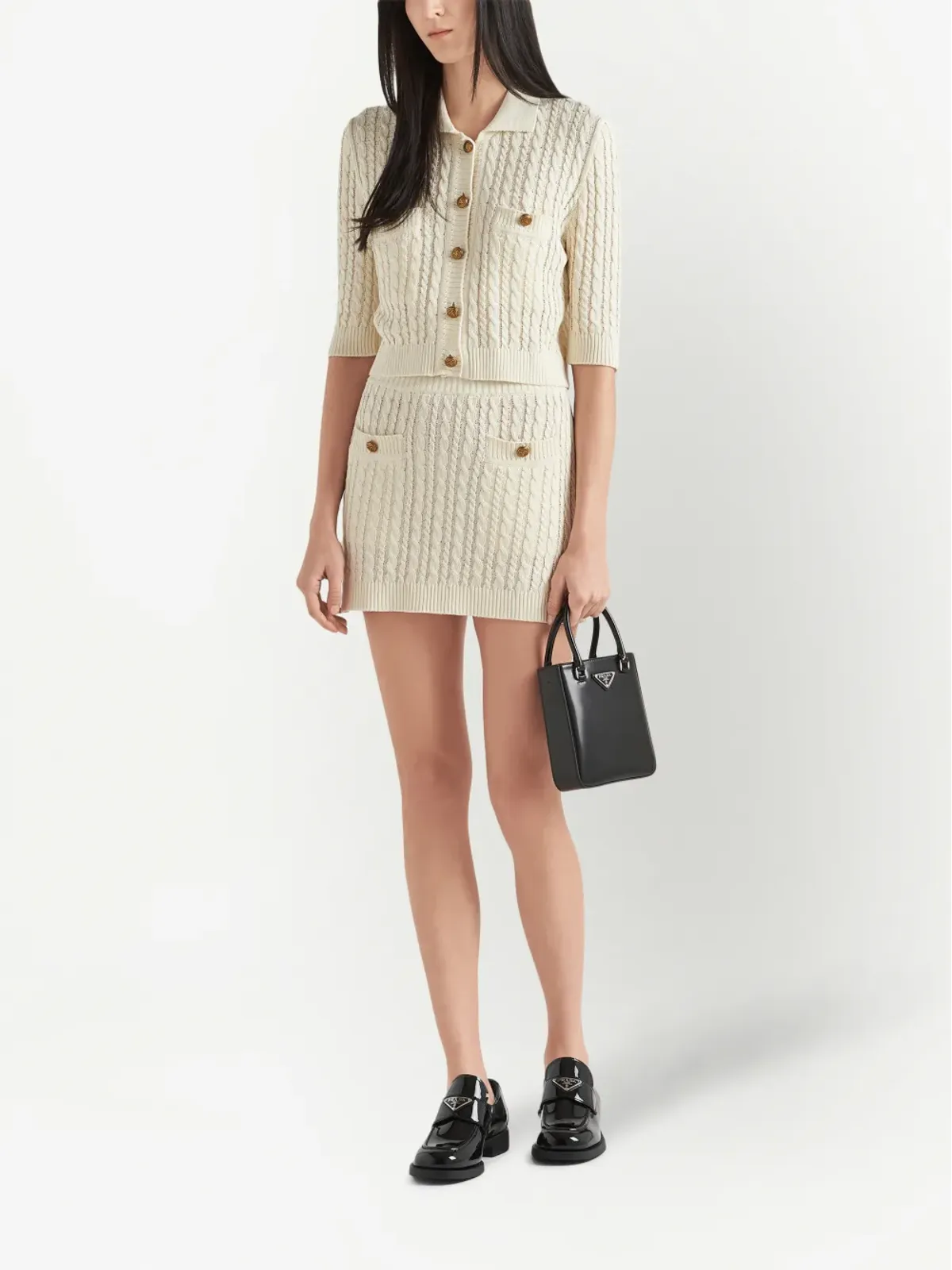 Prada ケーブルニット コットン ミニスカート - 画像2