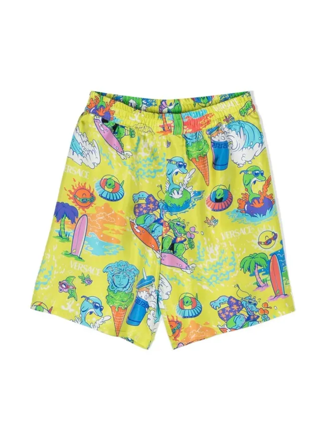 Versace Kids Versace Kids ロゴプリント シルクショーツの商品画像
