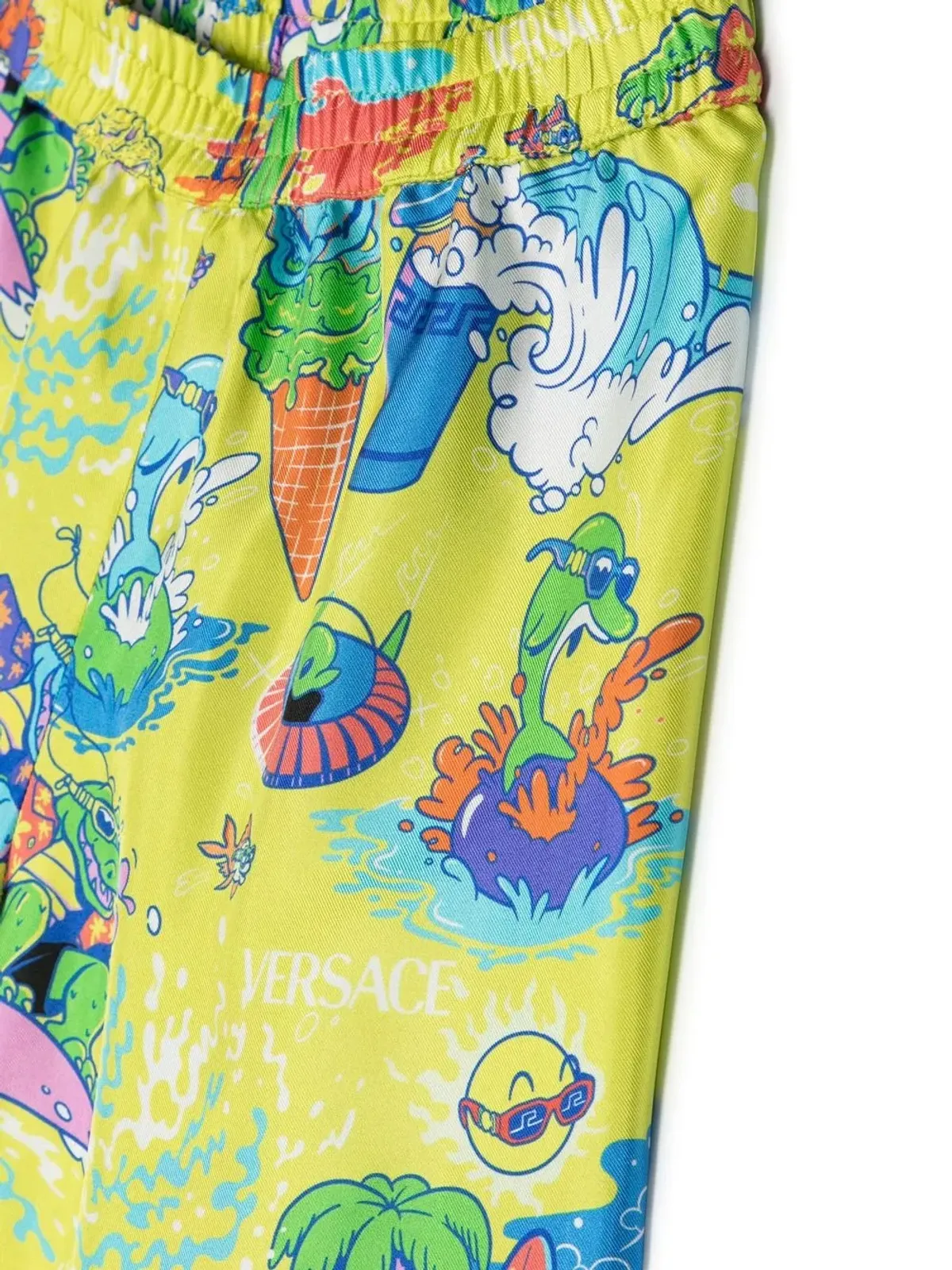 Versace Kids ロゴプリント シルクショーツ - 画像3