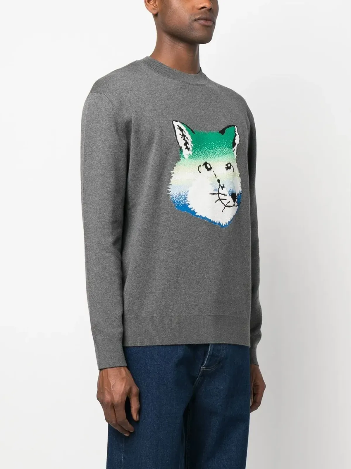 Maison Kitsuné 狐の頭部イントアーシャ プルオーバー - グレー - 画像3