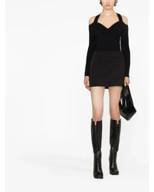 Alexander McQueen exposed shoulder knit top - Black - サムネイル2