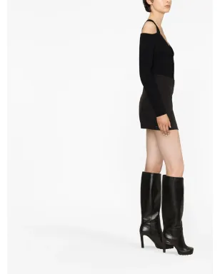 Alexander McQueen exposed shoulder knit top - Black - サムネイル3